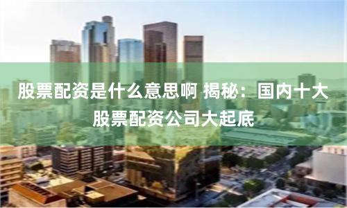 股票配资是什么意思啊 揭秘：国内十大股票配资公司大起底